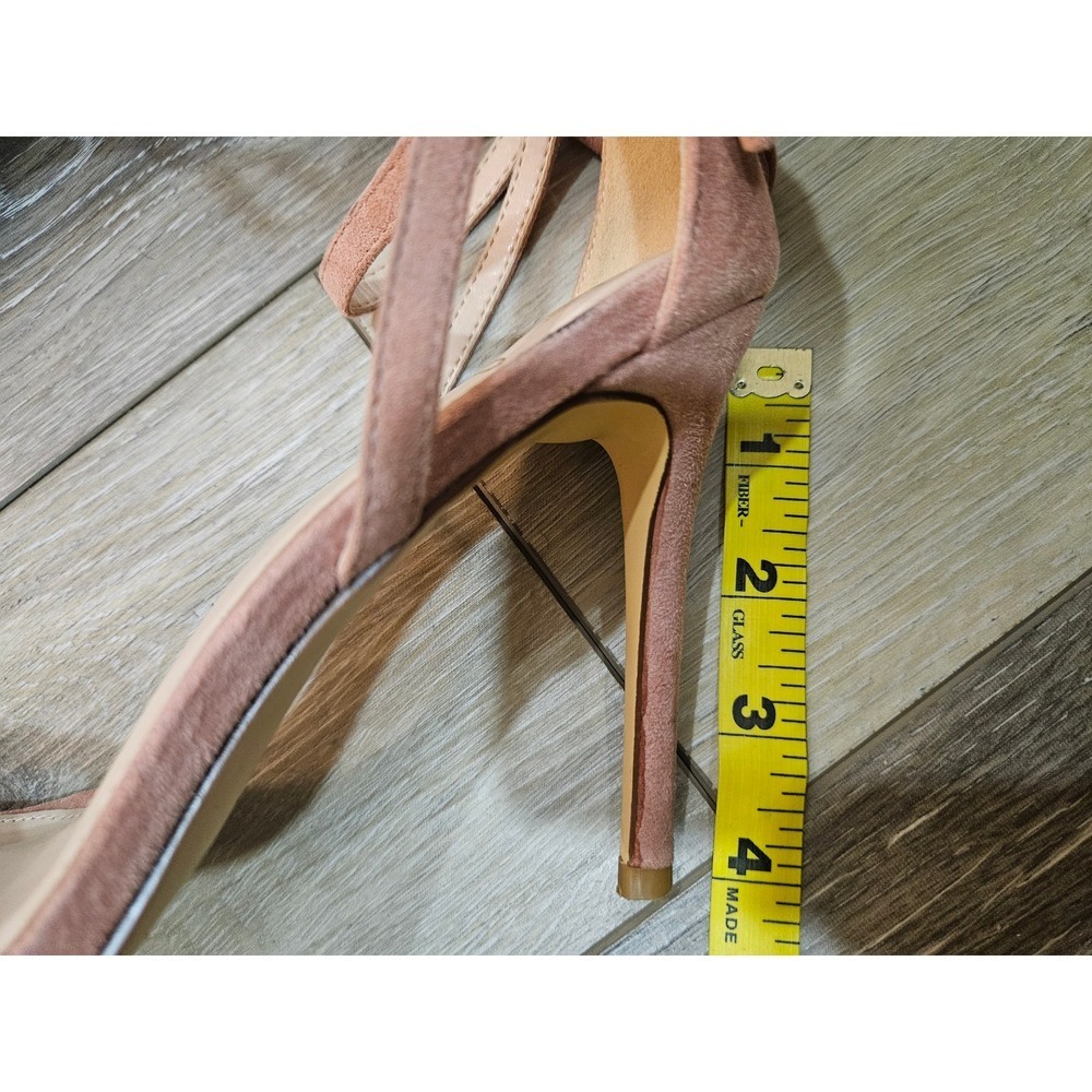 Lulus Dusty Rose Bow Suede Stiletto Heels Strappy Ankle Size 8.5 - Picture 4 of 6